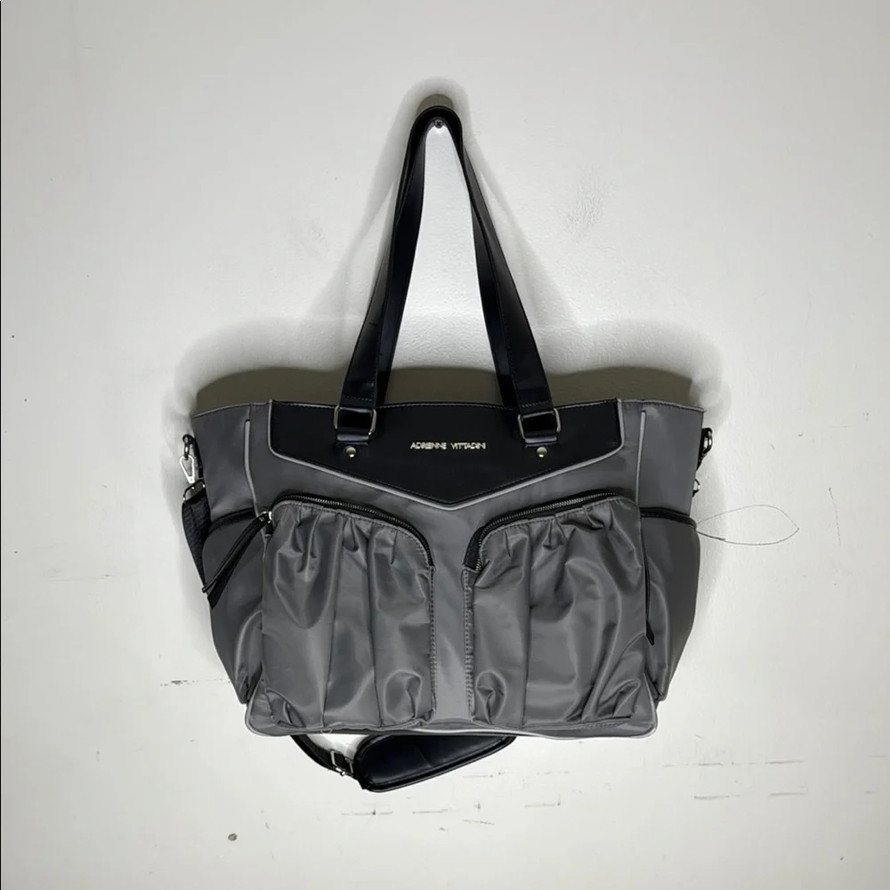Adrienne Vittadini Gray and Black Laptop Work Tote Bag